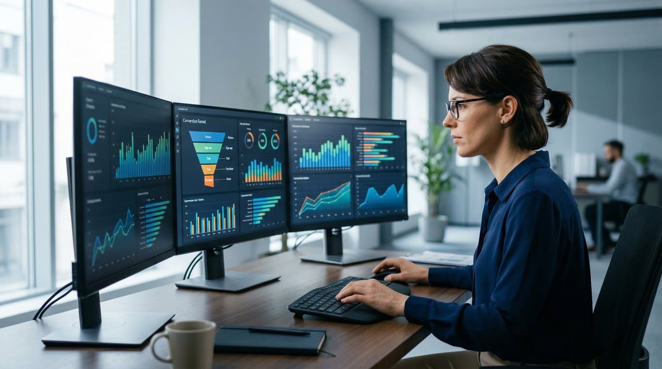 A/B testi sonuçlarını inceleyen veri analisti