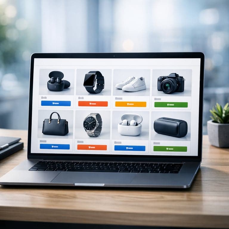 E-Ticaret SEO'su İçin Kategori Sayfası Optimizasyonu Ekran Görüntüsü E-ticaret kategori sayfası optimizasyonunu gösteren modern bir laptop ekranı.