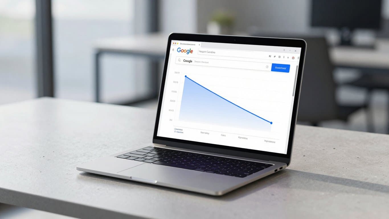 Artan gösterimlere rağmen düşen tıklamaları gösteren SEO grafiği.