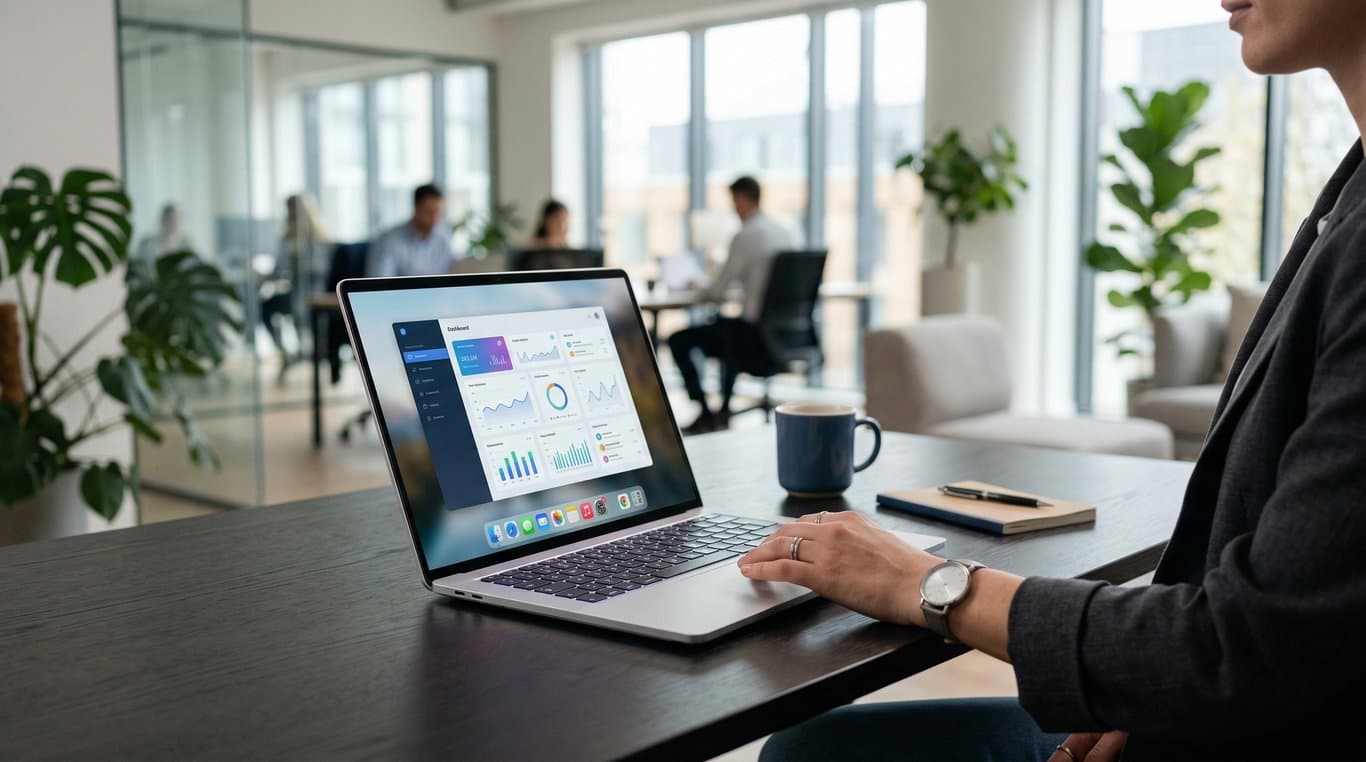 G Suite (Google Workspace) arayüzünü gösteren modern ofis ortamı, iş verimliliğini vurguluyor.