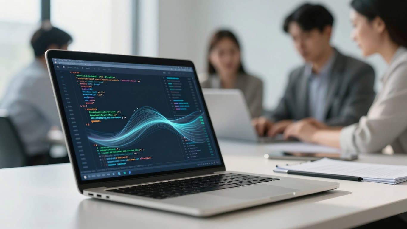 Speed-First mimarisi ve dijital dönüşümün finansal etkisini gösteren modern ofis görseli.