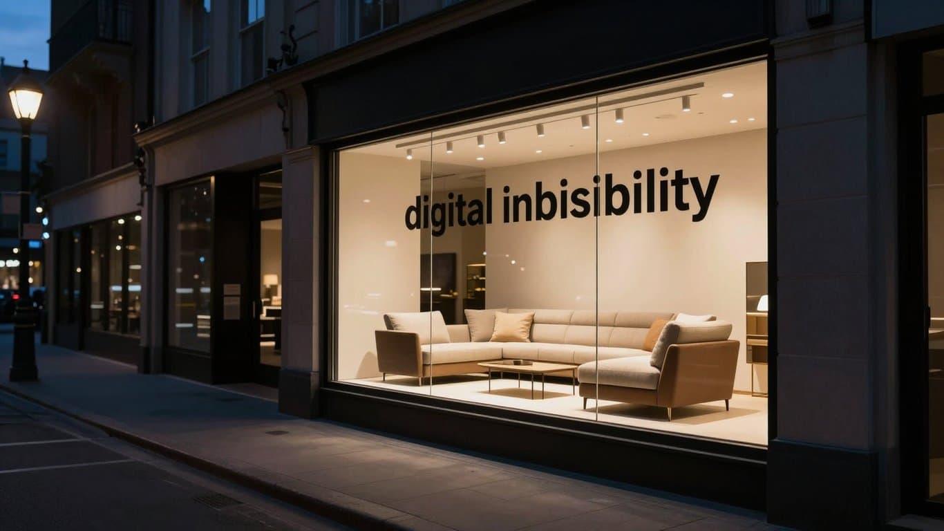 Mobilya mağazasının dijital görünmezliği ve SEO ile büyüme teması.